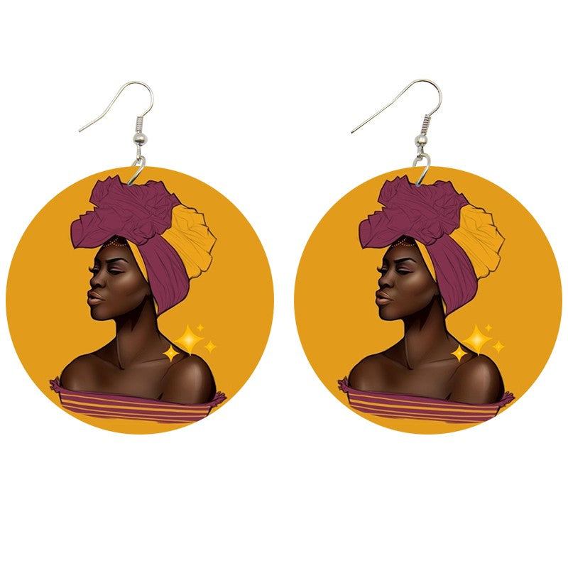 Pink headwrap woman | African inspired earrings