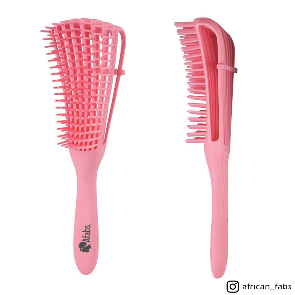 Pink Detangler brush + Black Satin Hair Bonnet, Comb for curls