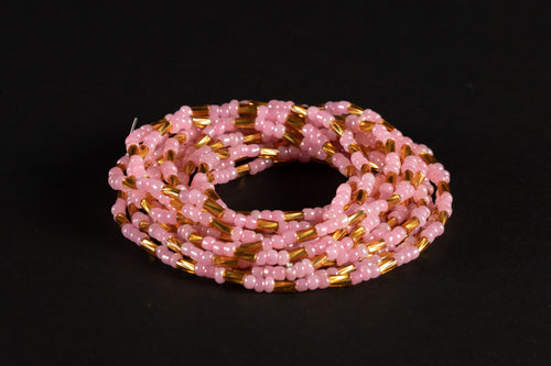 Waist Beads / African Waist Chain - NKEM - Pink / Gold (elastic)