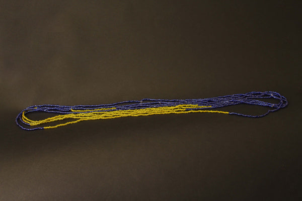 Waist Beads / African Hip Chain - ABEHE - Blue / yellow-green (elastic)