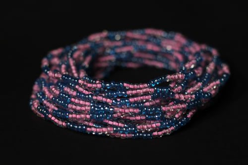 Waist Beads / African Waist Chain - IMOSE - Pink / Blue (elastic)