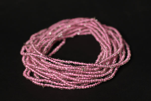 Waist Beads / African Waist Chain - ASEMOTA - Glas Pink  (elastic)