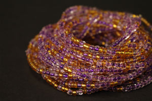 Waist Beads / African Waist Chain - IDEHEN - Purple / gold (elastic)