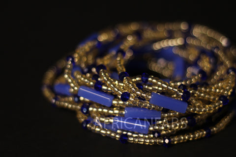 Waist Beads / African Hip Chain - IFUEKO - Blue (elastic)