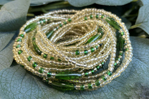 Waist Beads / African Hip Chain - ADAMAZA - Green (elastic)
