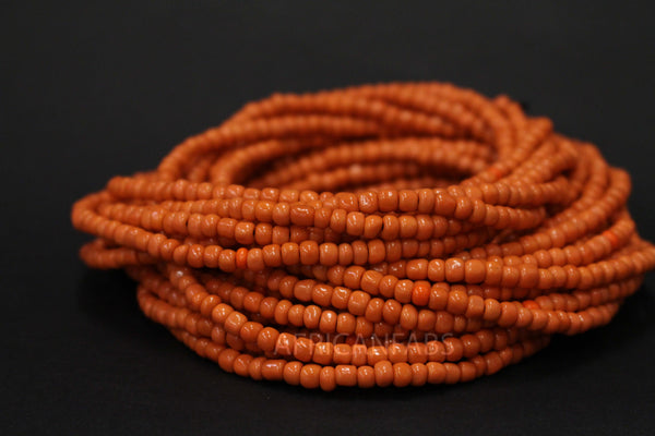 Waist Beads / African Waist Chain - BENIN - Orange (elastic)