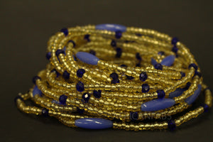 Waist Beads / African Hip Chain - AMADIN - Blue (elastic)