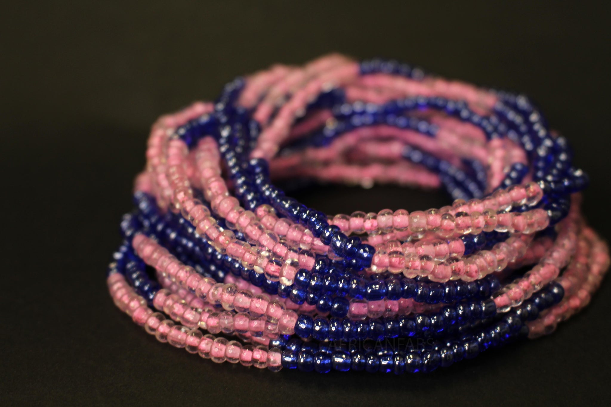 Elastic Printed Glass Beads Bracelet, Pink