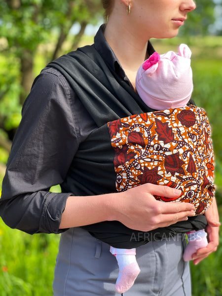 African Print Baby Carrier / Baby sling / baby wrap - Brown leaves