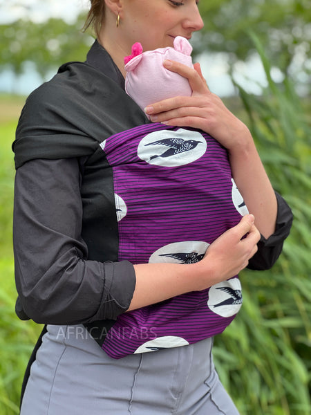 African Print Baby Carrier / Baby sling / baby wrap - Speed bird Purple