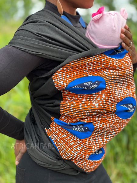 African Print Baby Carrier / Baby sling / baby wrap - Speed bird orange