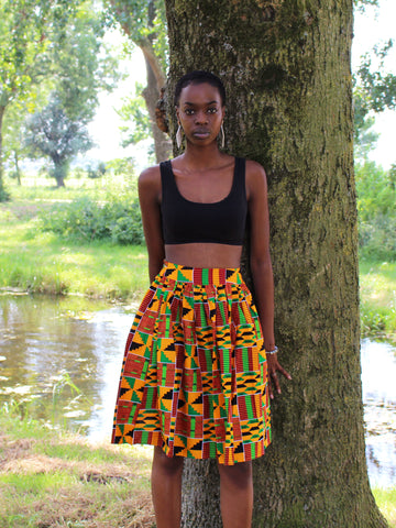 African print Kente Orange Mini Skirt