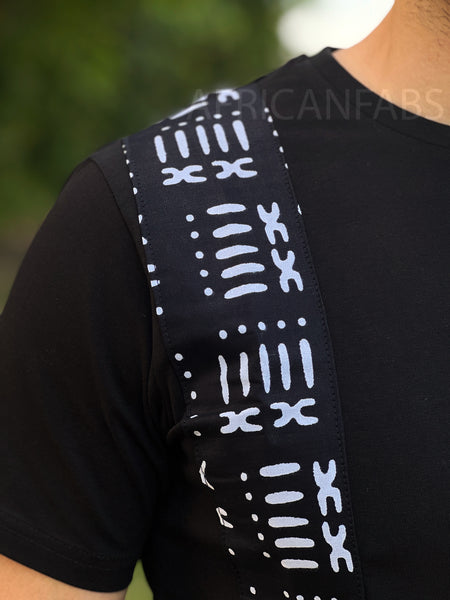 T-shirt with African print details - Black bogolan band
