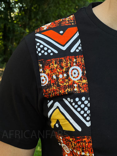 T-shirt with African print details - orange bogolan band