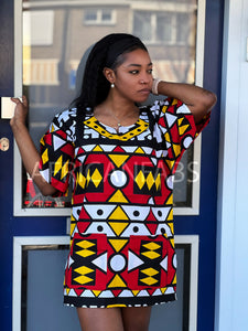 Red Samakaka Dashiki Shirt / Dashiki Dress - African print top - Unisex