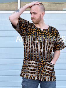 Brown / Black Bogolan Dashiki Shirt / Dashiki Dress - African print top - Unisex