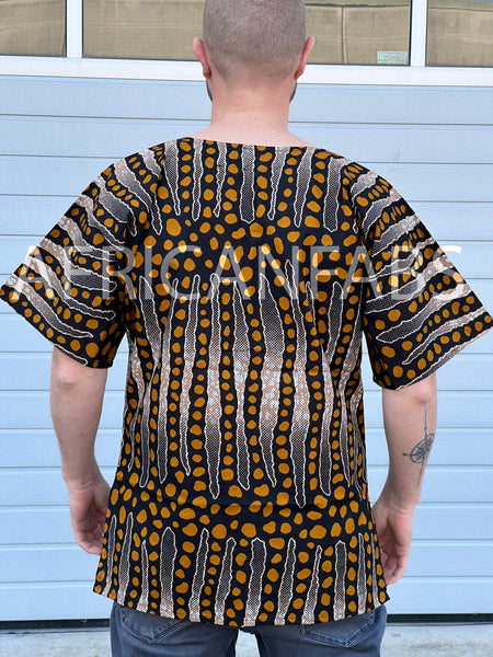 Brown / Black Bogolan Dashiki Shirt / Dashiki Dress - African print top - Unisex