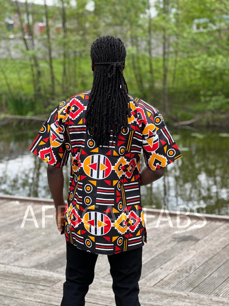 Black Bogolan Dashiki Shirt / Dashiki Dress - African print top - Unisex