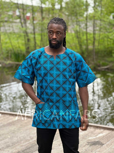 Blue Dashiki Shirt / Dashiki Dress - African print top - Unisex