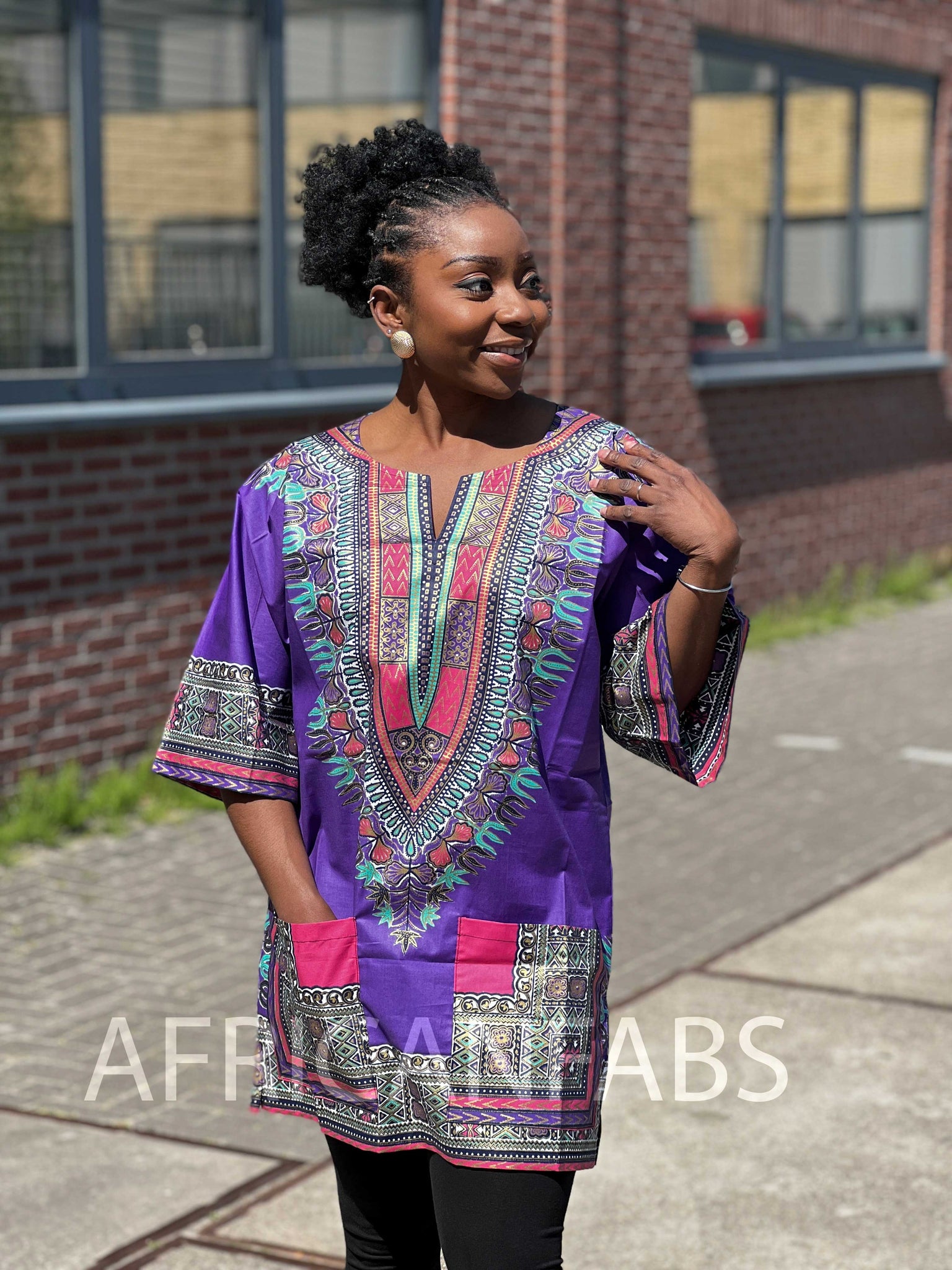 vejkryds Skifte tøj galop Purple with gold effect Dashiki Shirt / Dashiki Dress - African print –  AfricanFabs.com