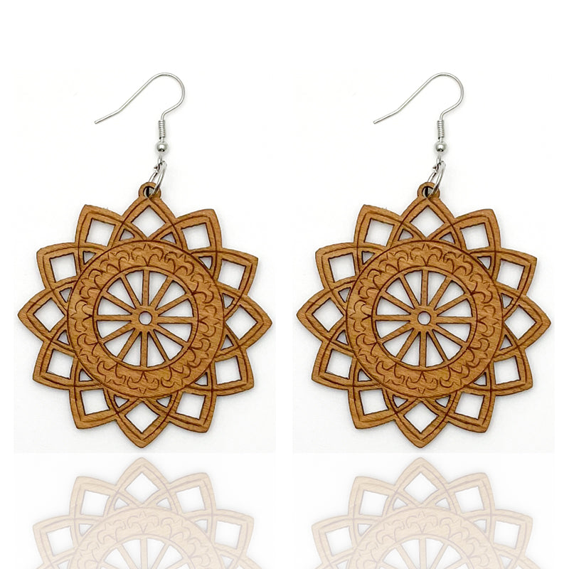 Wooden flower - African inspired earrings
