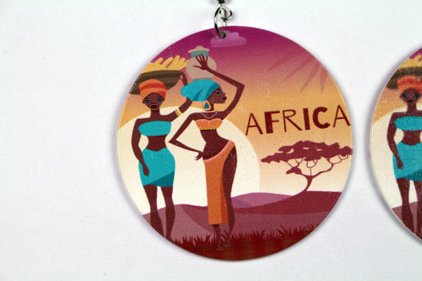 African large Ethnic drop earrings | 2 African ladies