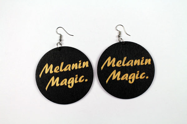 Black wooden African drop earrings | Melanin Magic