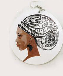 Wooden drop earrings | Lady with turban