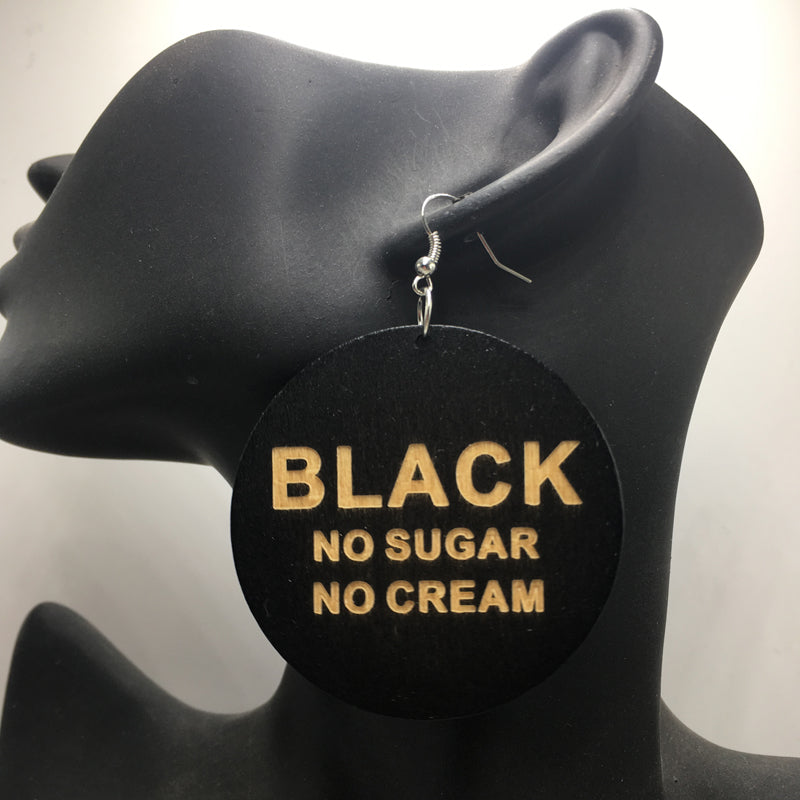 Wooden earrings | Black, no sugar no cream