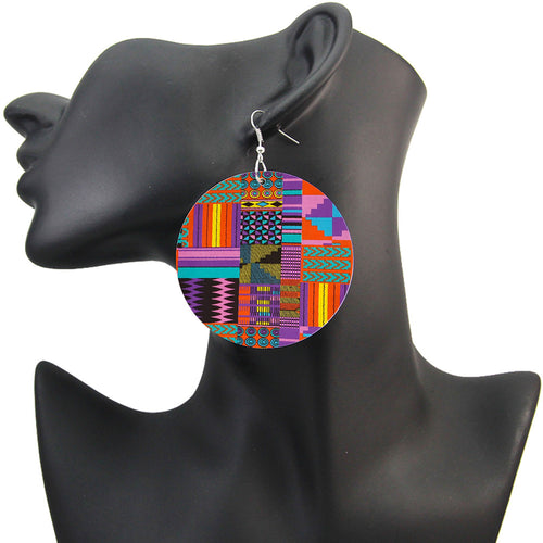 Purple / pink kente print - African inspired earrings