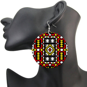 Red Samakaka print Earrings - African Samacaca drop earrings