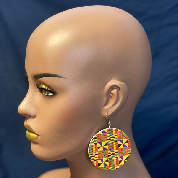 Orange / Yellow Kente print Earrings