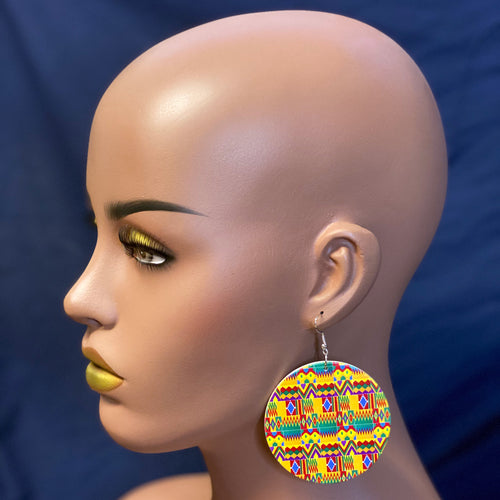 Yellow / Green Kente print Earrings