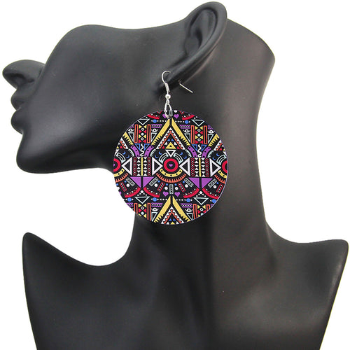 Yellow Tribal - African print drop earrings