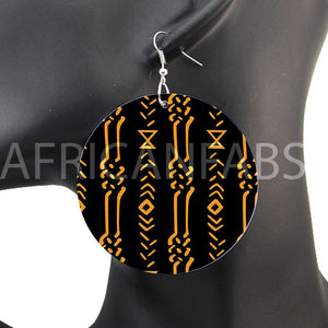Black / yellow mud cloth / bogolan | African inspired earrings