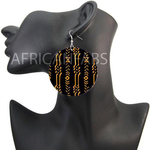 Black / yellow mud cloth / bogolan | African inspired earrings