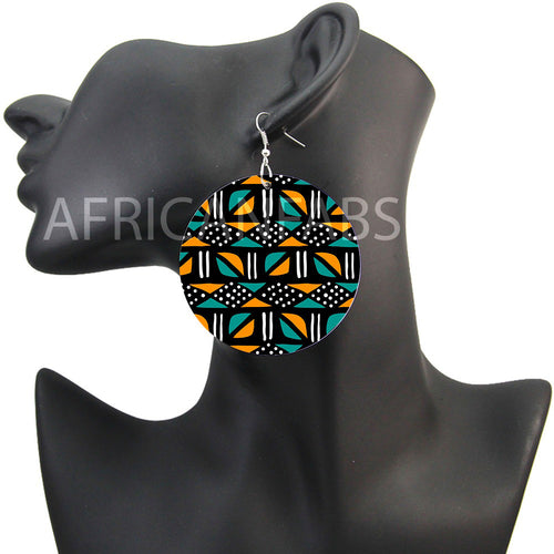 Turquoise / yellow mud cloth / bogolan | African inspired earrings