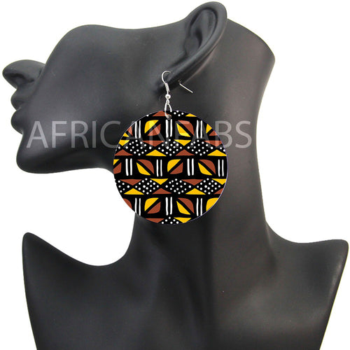 Brown / yellow mud cloth / bogolan | African inspired earrings