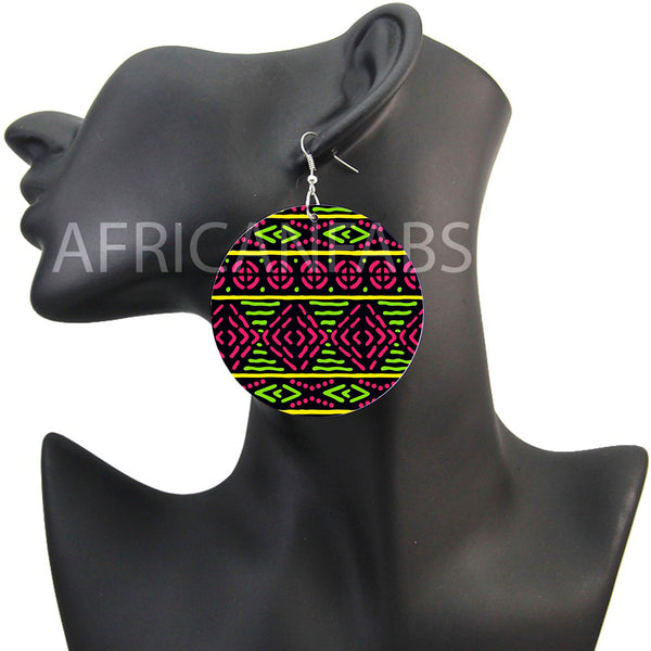 Green / pink mud cloth / bogolan | African inspired earrings