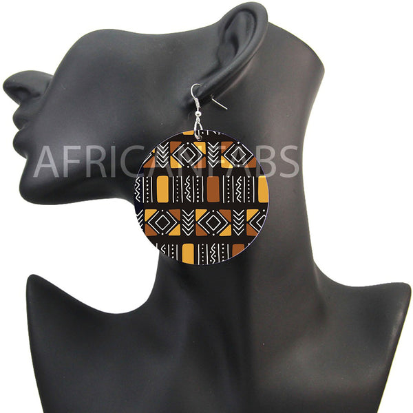 Brown / beige mud cloth / bogolan | African inspired earrings
