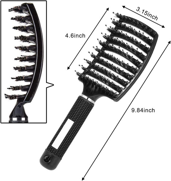 SATIN SET - Protect & brush your hair starters kit - Black Satin Hair Bonnet + Curved Detangler brush + Scrunchie