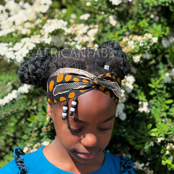 African print Headband - Kids - Hair Accessories - Brown / Black Bogolan