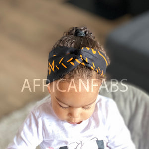 African print Headband - Kids - Hair Accessories - Black yellow bogolan