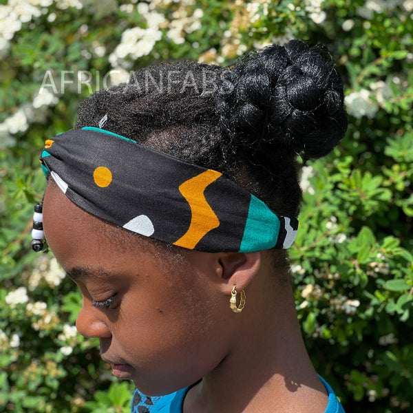 African print Headband - Kids - Hair Accessories - Green mud