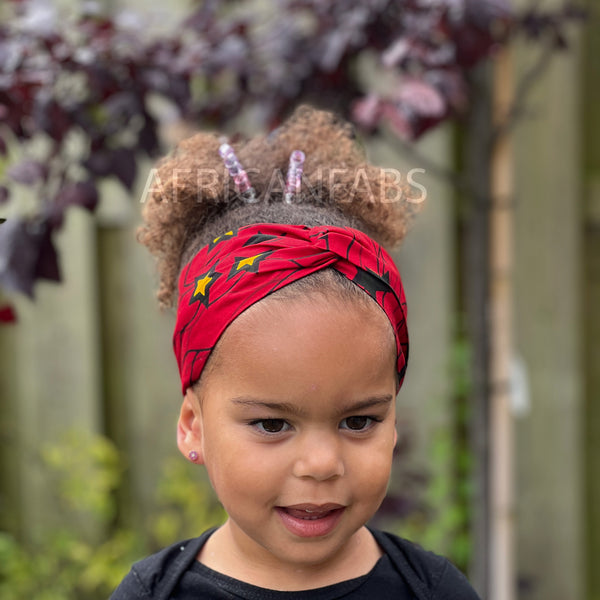 African print Headband - Kids - Hair Accessories - Red / Yellow Stars VLISCO