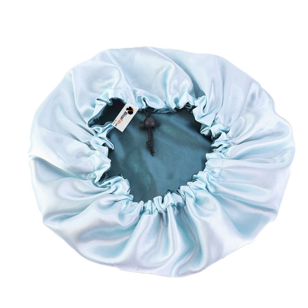 Green Satin Hair Bonnet Adjustable Reversable Satin Night