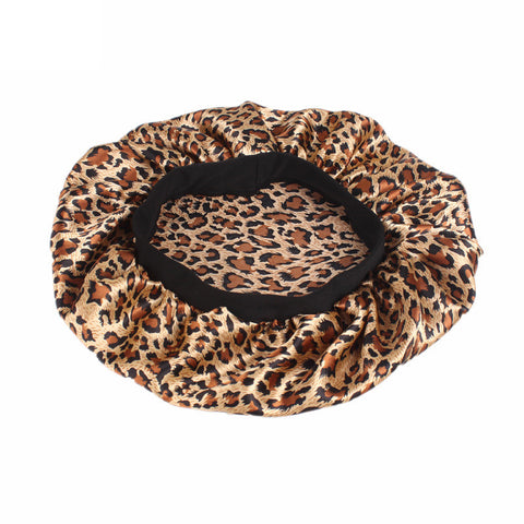 Leopard print Satin Hair Bonnet ( Satin Night sleep cap )