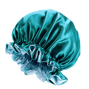 Green Satin Hair Bonnet with edge ( Reversable Satin Night sleep cap )