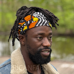 African print Headband - Unisex Adults - Hair Accessories - Orange bogolan