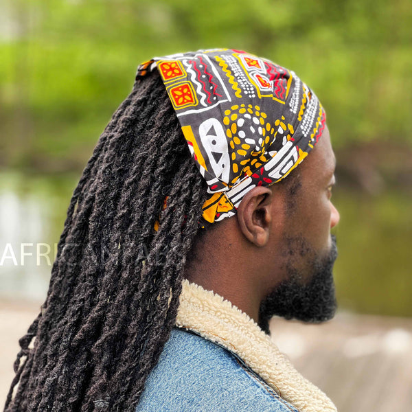 African print Headband - Unisex Adults - Hair Accessories - Yellow / red bogolan